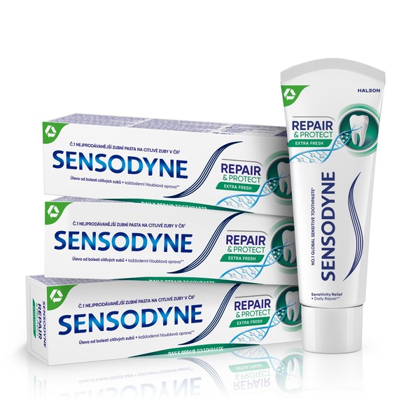 Levně Sensodyne Repair&Protect Extra Fresh zubní pasta 3x75ml