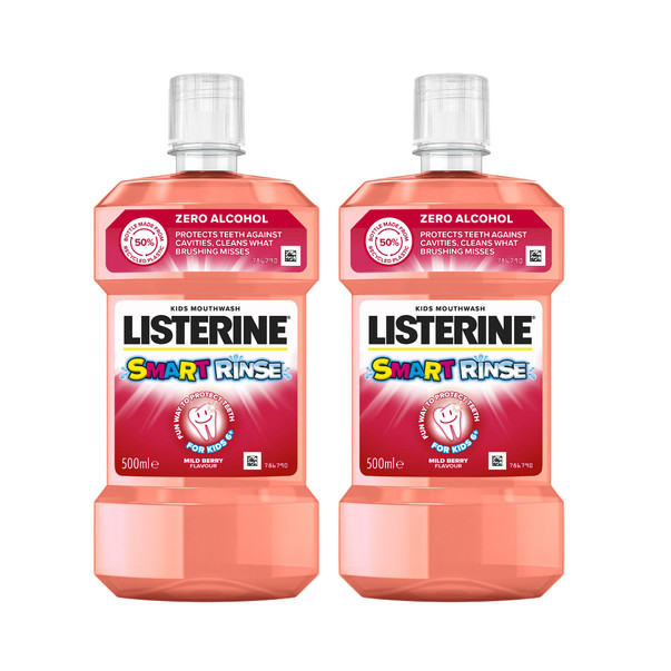 Listerine Smart Rinse Berry dětská ústní voda 2×500 ml