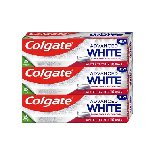 Colgate Advanced White Baking Soda & Volcanic Ash zubní pasta 3×75 ml